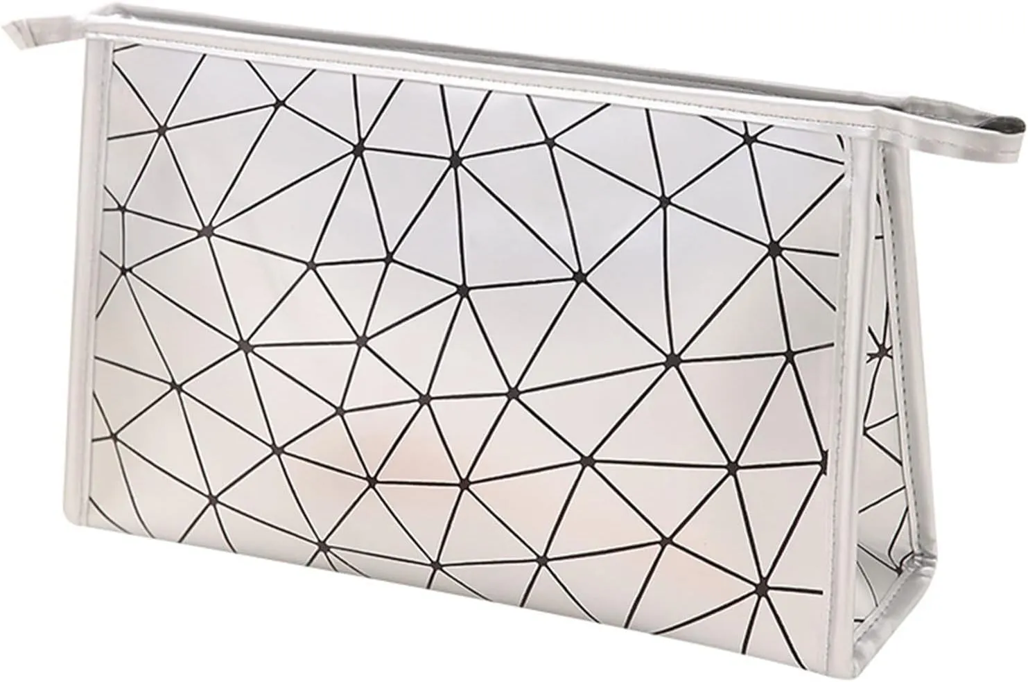 10Inch Make Up Bags for Purse Women Travel Makeup Pouch with Zipper, Waterproof Storage Bag for Coin Lipstick Cosmetic Jewelry Cards, Mini Makeup Bag Silver