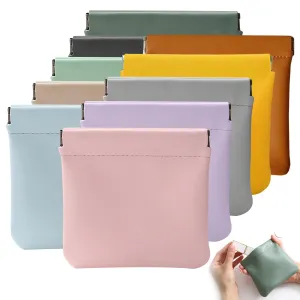 10Pcs Pocket Cosmetic Bag, No Zipper Self Closing Makeup Pouch, Waterproof Portable Make Up Bags for Women Mini Makeup Bag Travel Storage for Cosmetics Headphones Jewelry