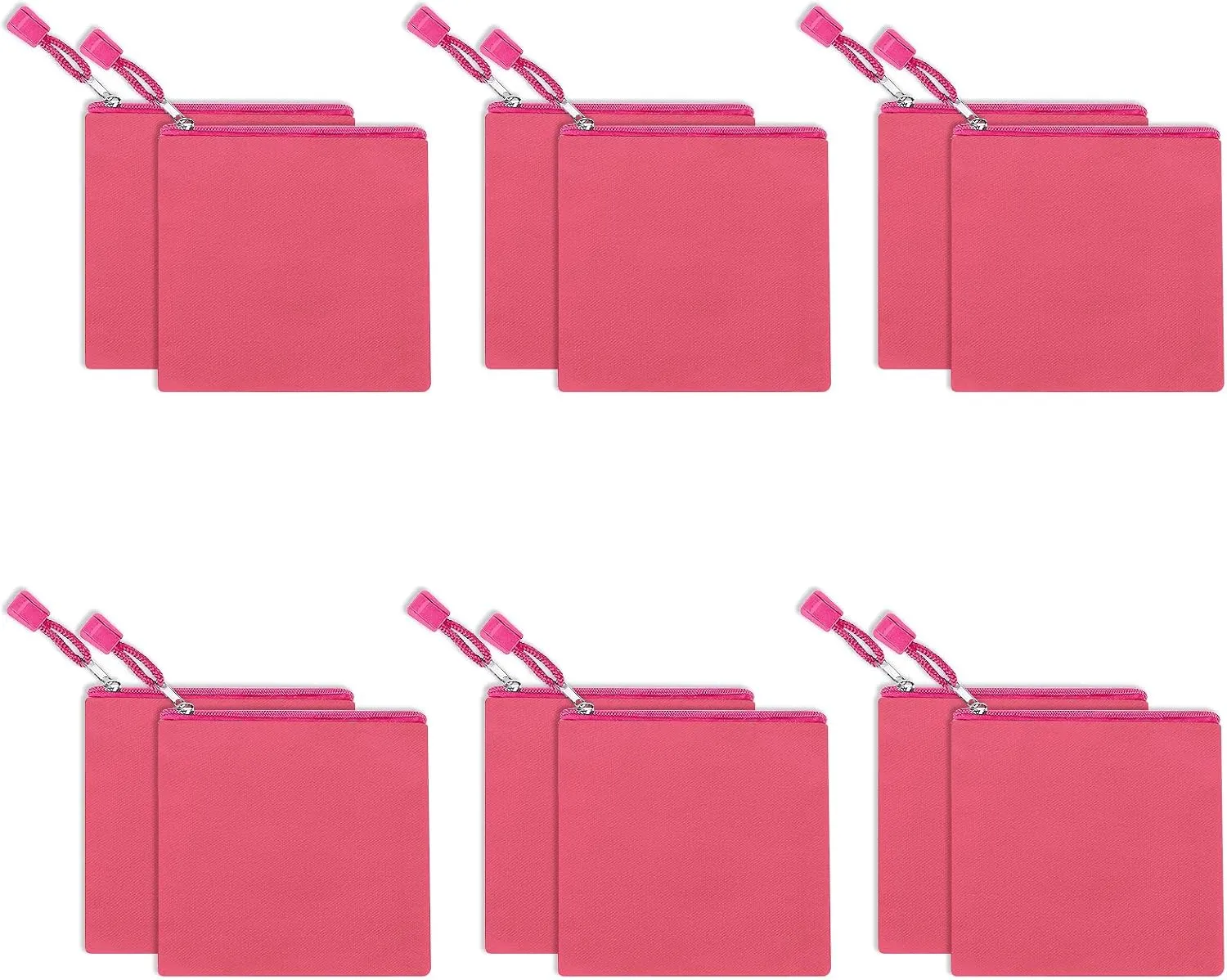 12 Pack DIY Craft Cotton Canvas Bag, Multi-Purpose Cosmetic Bag Makeup Pouches with Zipper Travel Toiletry Bag (XS, Hot Pink)