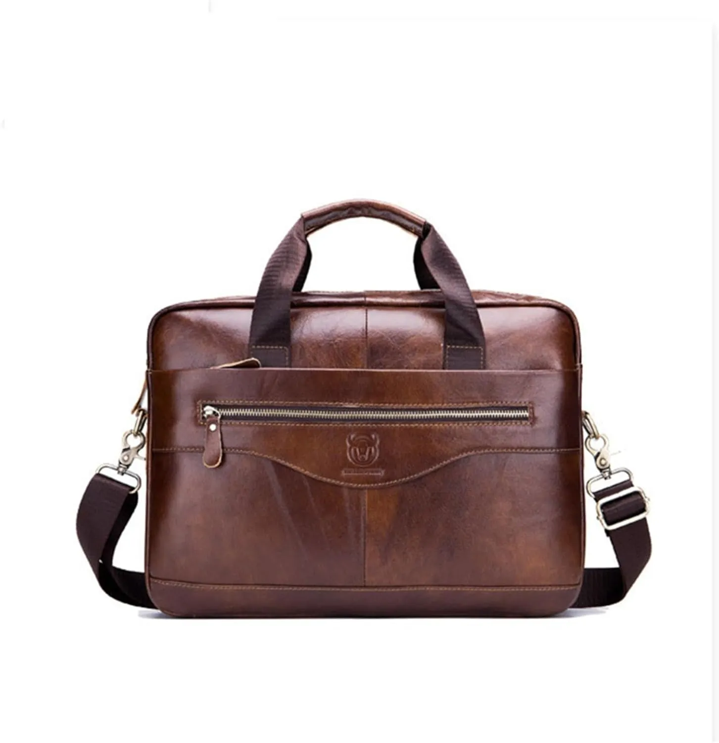 15.6-Inch Leather Briefcase, Laptop Messenger Bag, Business Travel Satchel, Office Bag for Men and Women