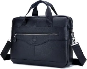 15.6-Inch Leather Briefcase, Laptop Messenger Bag, Business Travel Satchel, Office Bag for Men and Women
