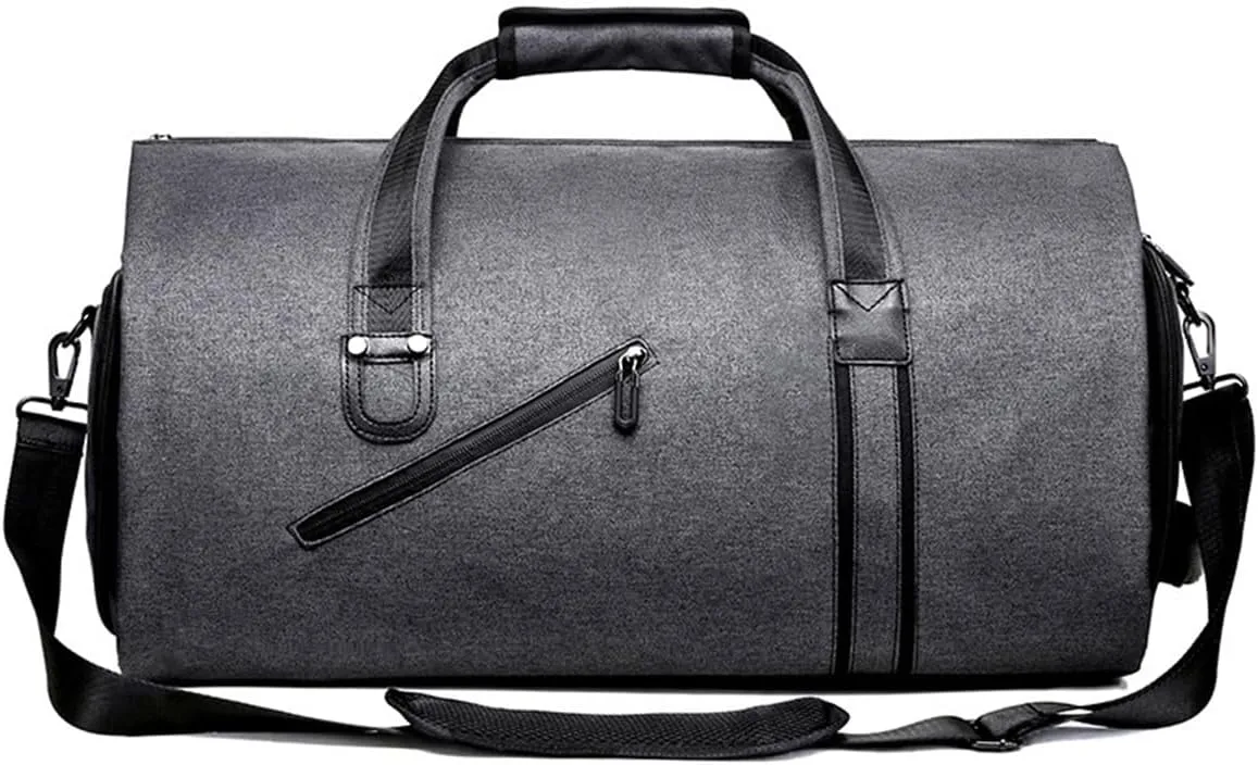 2 In 1 Hanging Suitcase Suit Travel Bags, Convertible Travel Garment Bag, Carry on Garment Duffel Bag Weekend Bag (Grey)