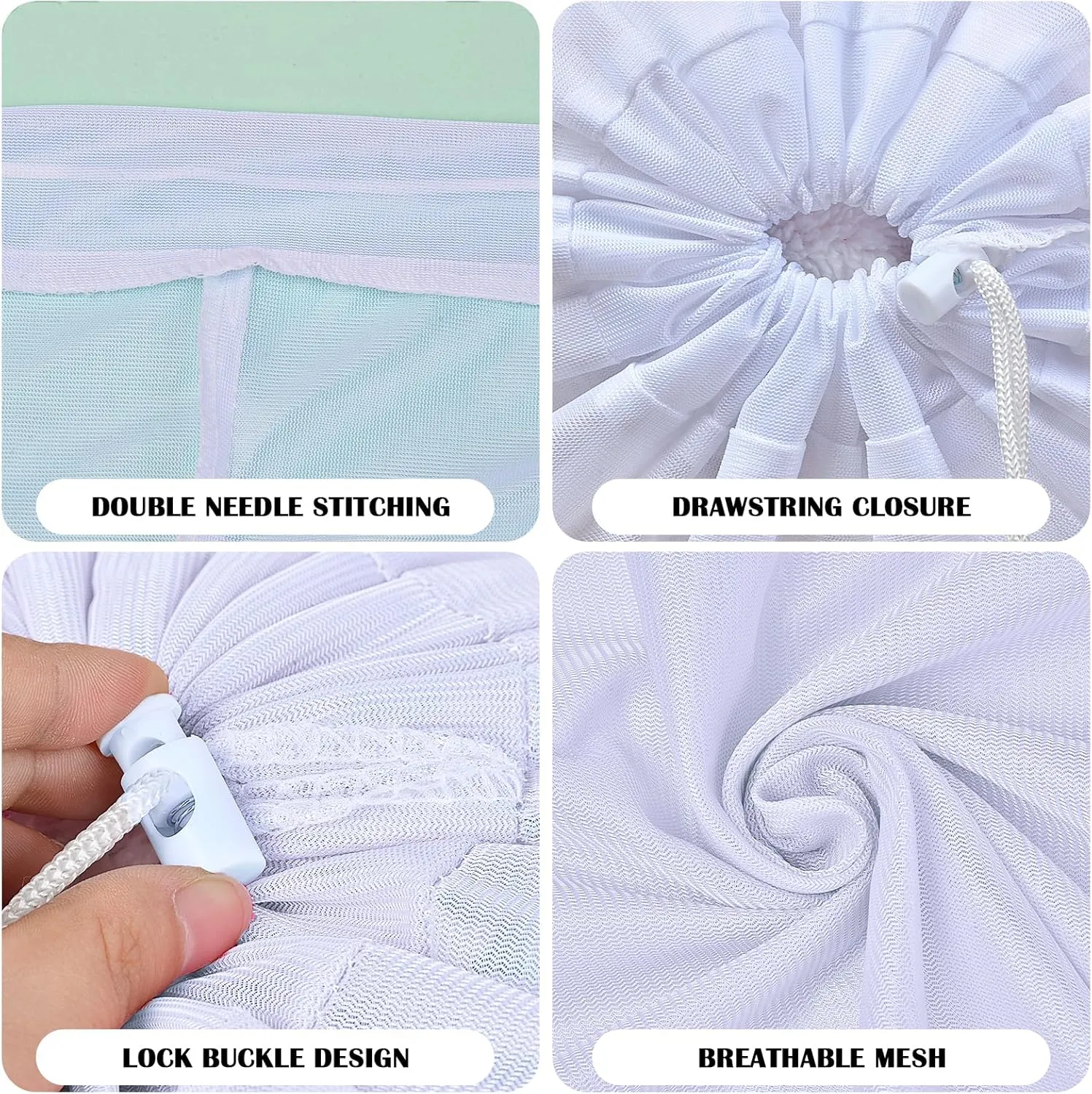 2 Pack Large Mesh Laundry Bag, Heavy Duty Laundry Bags with Drawstring, Laundry Hamper Liner, Machine Washable, for Travel, Storage, Sports, Dorms and Apartment Dwellers, 24 x 36 Inches (Pink White)
