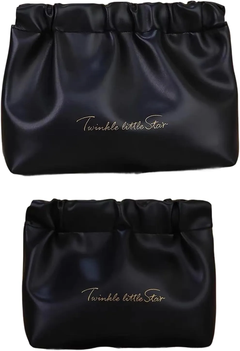 2 PCS Small Makeup Bag for Purse Waterproof Cosmetic Pouch Mini Cosmetic Bags Portable Makeup Bag Set for Women Coin Purse Organizer for Lipstick Jewelry Black