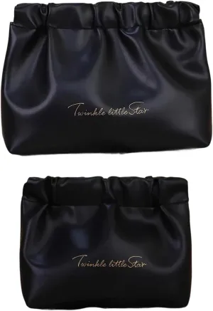 2 PCS Small Makeup Bag for Purse Waterproof Cosmetic Pouch Mini Cosmetic Bags Portable Makeup Bag Set for Women Coin Purse Organizer for Lipstick Jewelry Black