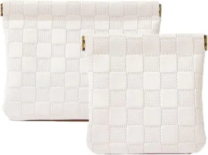 2 PCS Small Makeup Bag for Purse Waterproof Mini Cosmetic Bag for Coin Lipstick Jewelry Portable Mini Makeup Bag Set for Women Small Cosmetic Pouch Makeup Organizer White