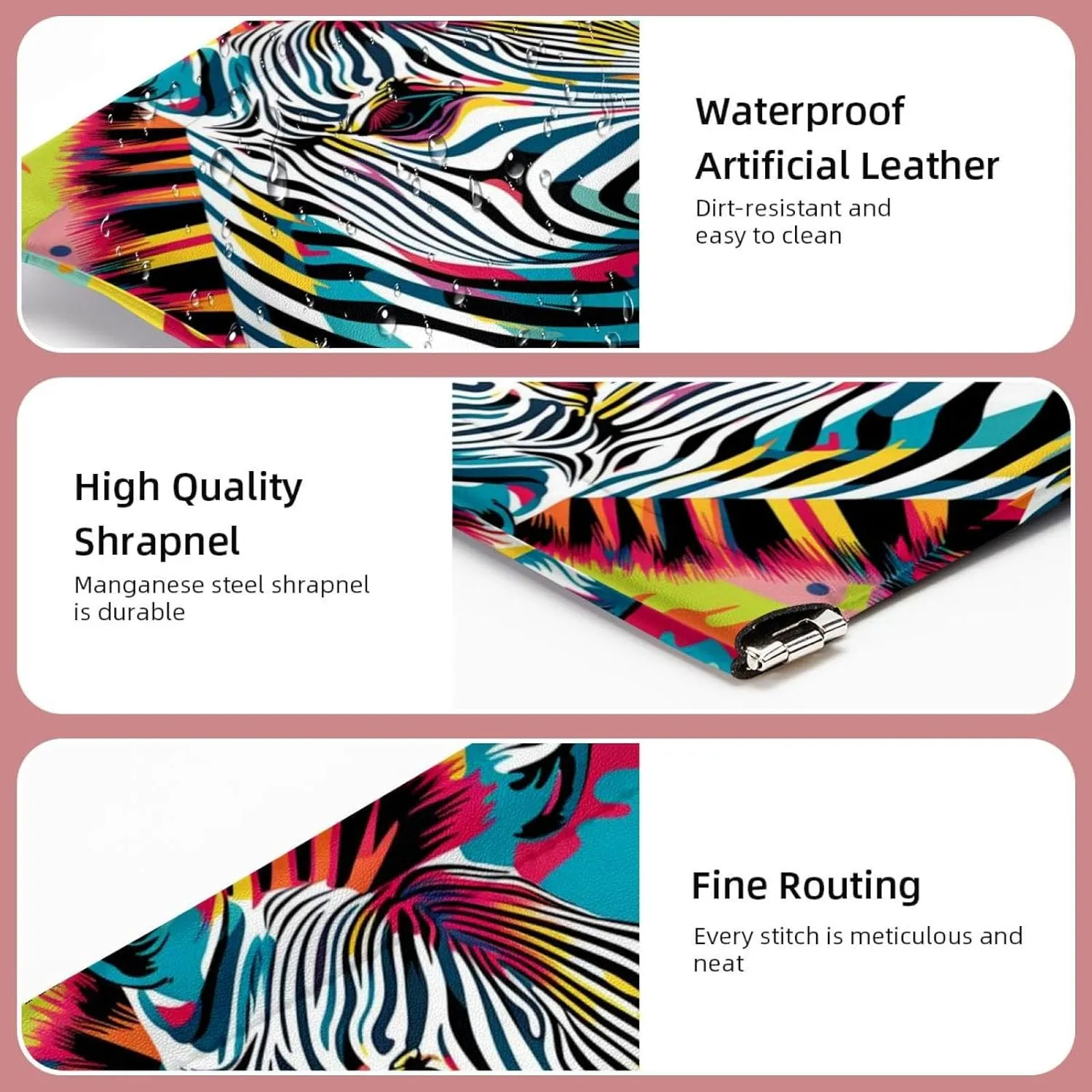 2Pcs Small Makeup Bag for Purse, Animal Zebra Colorful Pocket Cosmetic Bag Squeeze Pouch, Portable Mini Travel Makeup Bag for Women Gifts