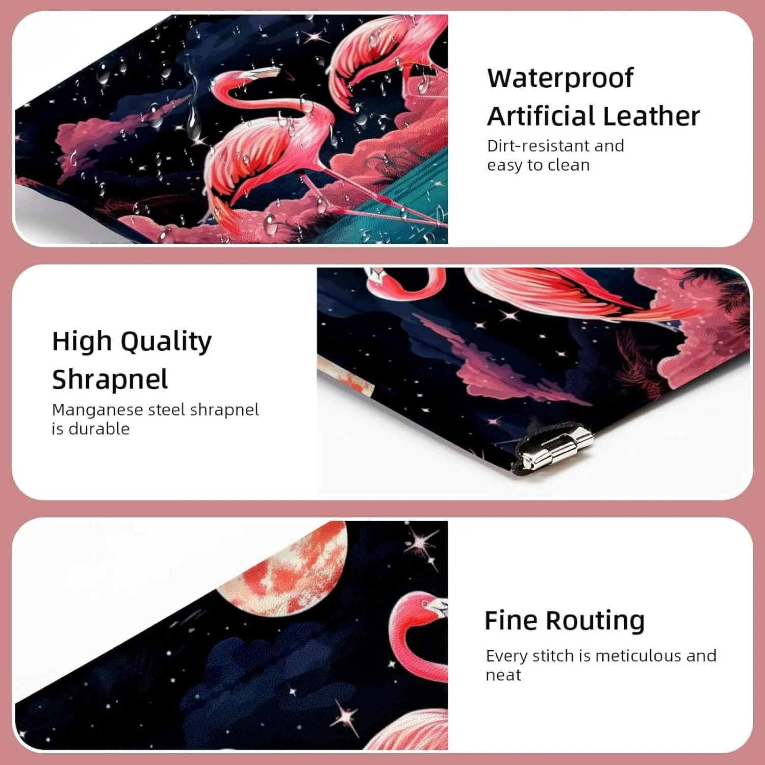 2Pcs Small Makeup Bag for Purse, Flamingos Star Pocket Cosmetic Bag Squeeze Pouch, Portable Mini Travel Makeup Bag for Women Gifts