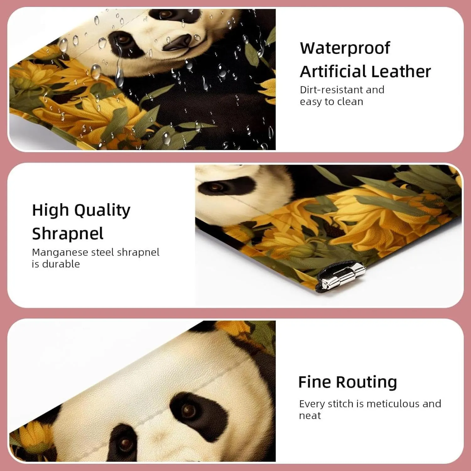 2Pcs Small Makeup Bag for Purse, Panda and Sunflower Pocket Cosmetic Bag Squeeze Pouch, Portable Mini Travel Makeup Bag for Women Gifts