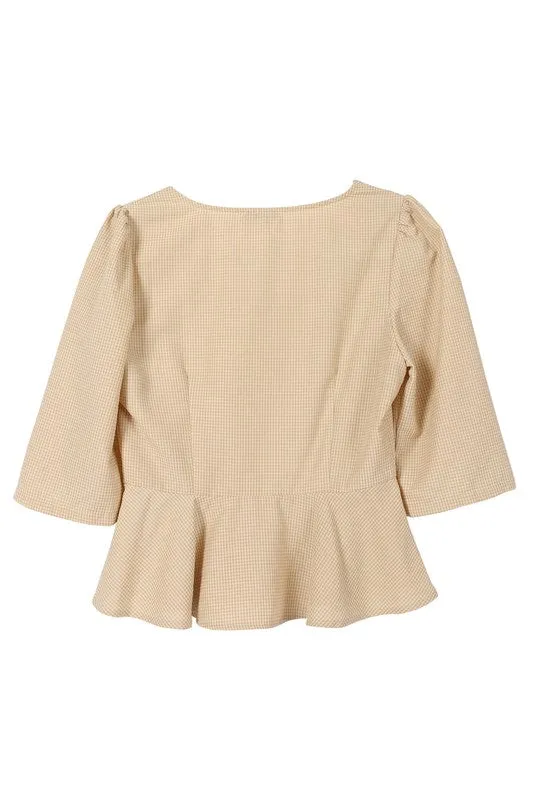 3/4 Sleeve Peplum Blouse