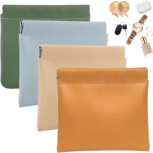 4 PCS Mini Portable Cosmetic Bags for Women, Small Makeup Bag for Purse, Coin Purse Lipstick Cosmetic Accessories Organizer, Mini Travel Kit Storage Pouch (Orange, beige, blue, green)