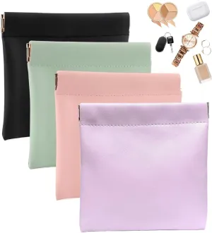 4 PCS Mini Portable Cosmetic Bags for Women, Small Makeup Bag for Purse, Coin Purse Lipstick Cosmetic Accessories Organizer, Mini Travel Kit Storage Pouch(A)