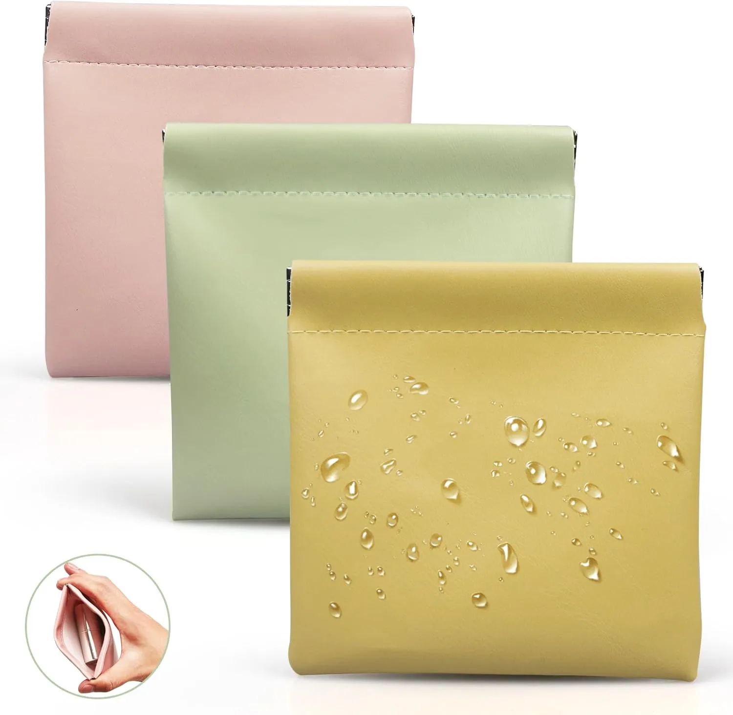 4.72x4.72 Small Pouches for Purse, 3PCS Cute Snap Closure Storages, Mini Organizer for Inside Large Makeup Bag, Organize Cosmetic, Lipstick, Jewelry, Coins in Women's Handbag/Tote/Travel/Car