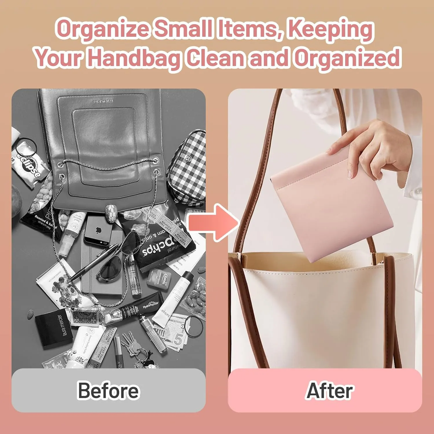 4.72x4.72 Small Pouches for Purse, 4PCS Cute Snap Closure Storages, Mini Organizer for Inside Large Makeup Bag, Organize Cosmetic, Lipstick, Jewelry, Card, Coins in Women's Handbag/Travel