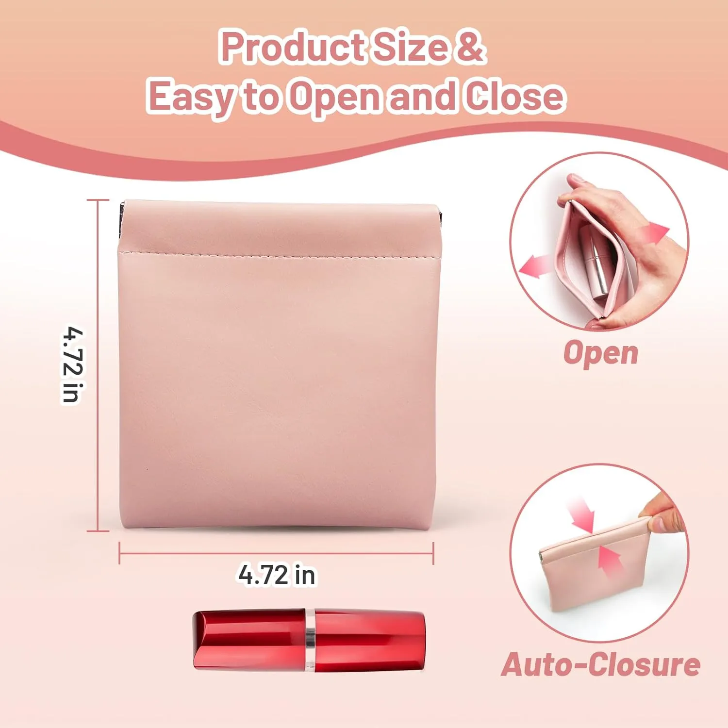 4.72x4.72 Small Pouches for Purse, 4PCS Cute Snap Closure Storages, Mini Organizer for Inside Large Makeup Bag, Organize Cosmetic, Lipstick, Jewelry, Card, Coins in Women's Handbag/Travel