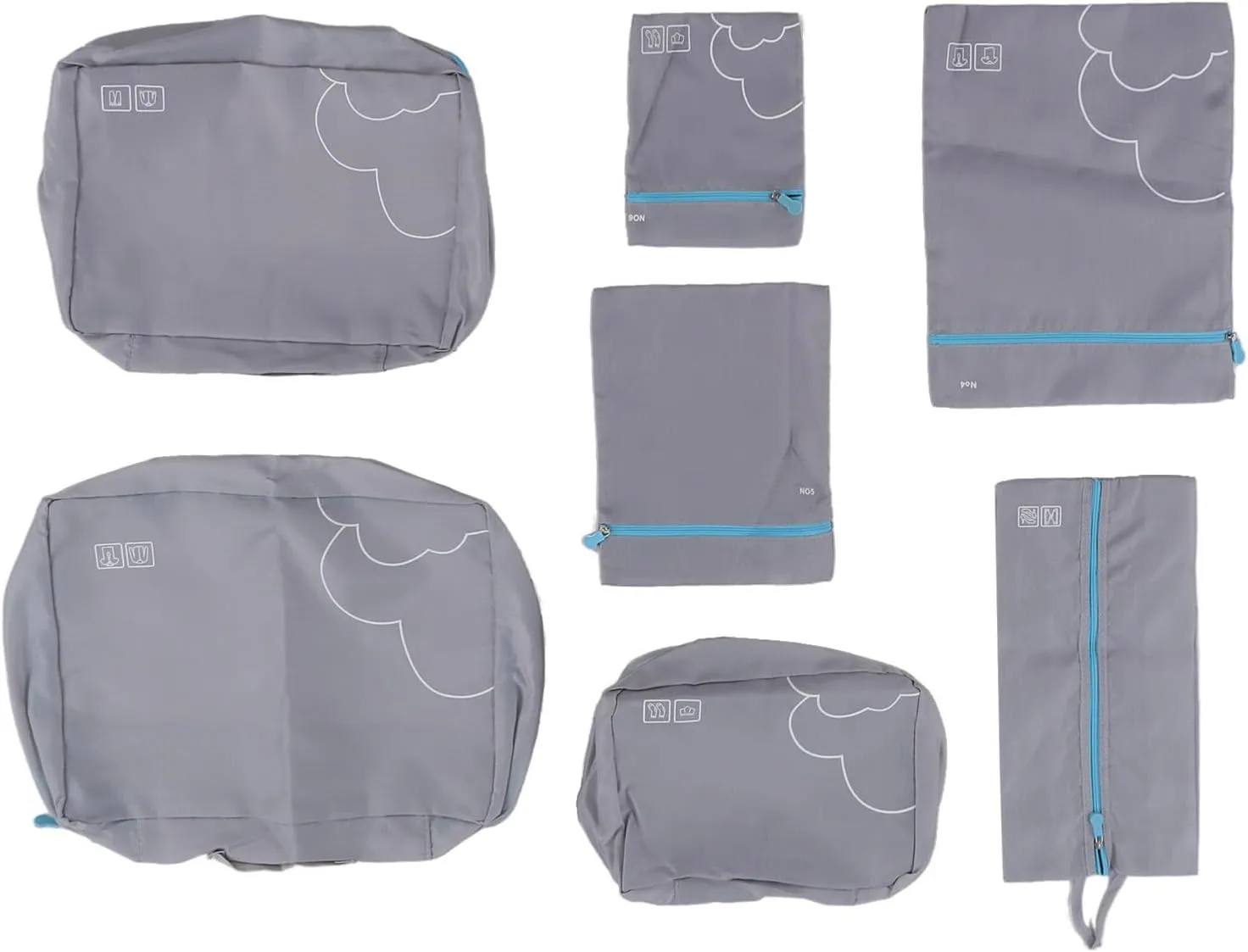 7 Pcs Luggage Packing Bags Polyester Waterproof Luggage Packing Cubes for Business Trip Travel (Grey)