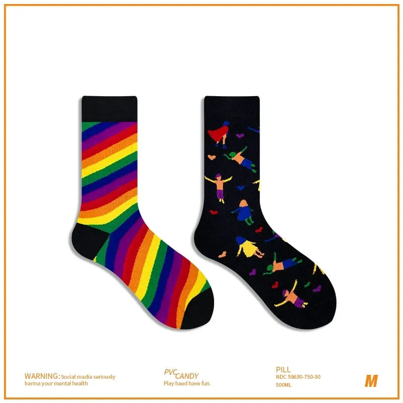 AB Asymmetrical Cartoon Socks