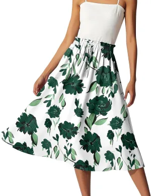 ADHOWBEW Maxi Skirts for Women Cute Casual Flowy Trendy Midi Length Ruffle High Waisted A Line Plus Size Beach Spring Skirts
