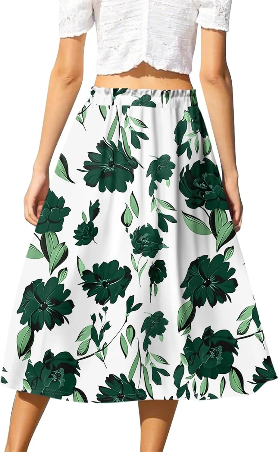 ADHOWBEW Maxi Skirts for Women Cute Casual Flowy Trendy Midi Length Ruffle High Waisted A Line Plus Size Beach Spring Skirts