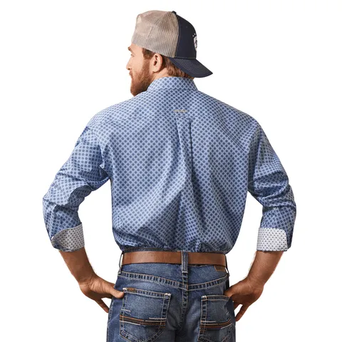 Ariat Men's Atlas Blue Wrinkle Free Classic Fit Long Sleeve Shirt 10043807
