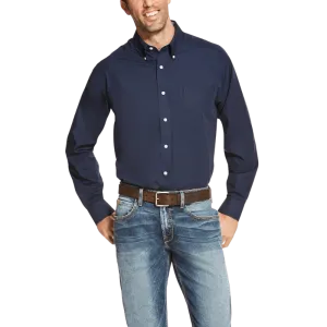 Ariat Men's Wrinkle Free Solid Navy Blue Long Sleeve Button Down Western Shirt 10020330