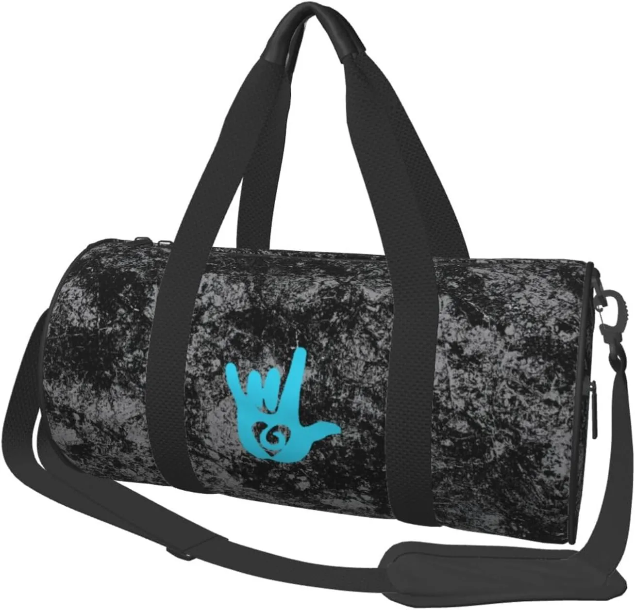 ASL Sign Language I Love You Convertible Garment Bag with Shoulder Strap, Carry on Garment Duffel Bag for Men Women - Rolling Foldable for Travel Luggage Bags (Black)