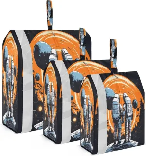 Astronaut Space Moon Forest Compression Packing Cubes Large Travel Packing Cubes Luggage Organizers for Suitcases Travel Bag for Women Men Travel Luggage