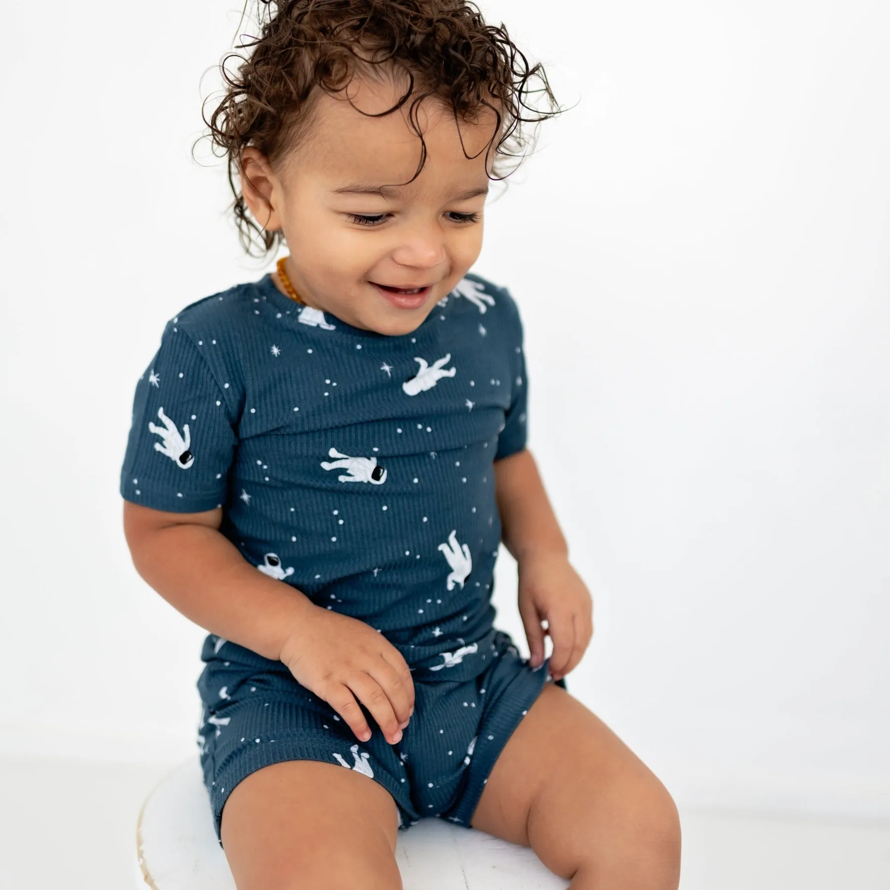 Astronauts Small Ribbed Shorts Two-Piece Set