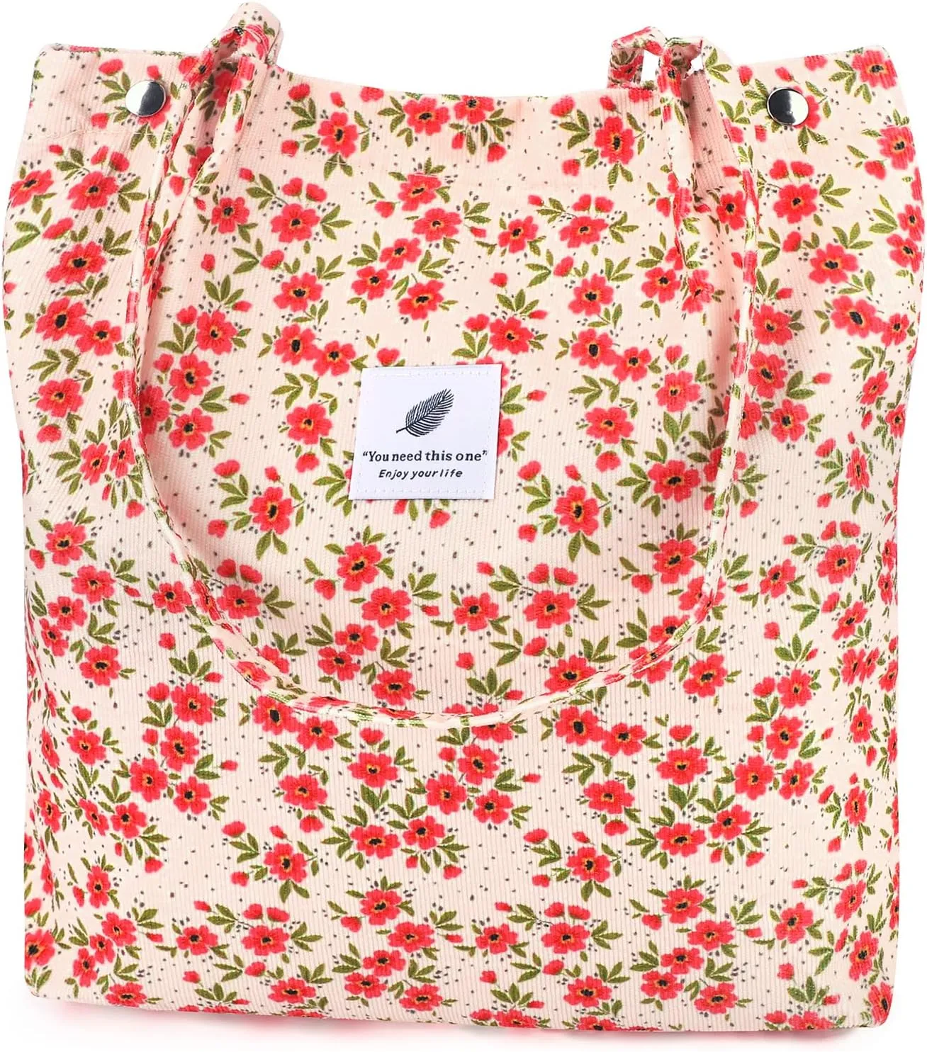 Ayieyill Corduroy Tote Bag for Women Canvas Shoulder Cord Purse with Inner Pocket