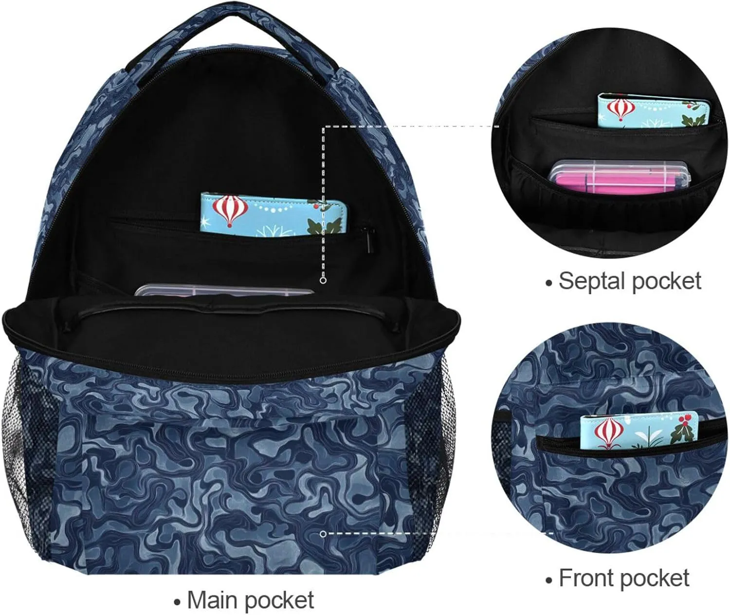 Backpacks for Teenager Waterproof Diaper Bag Backpack with Chest Strap for Business Work College Travel Trip Camouflage Navy Blue