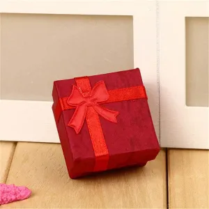 Bags 1Pcs Square Jewelry Organizer Storage Box Necklace Earring Ring Box Paper Jewellry Packaging Container with Bowknot Display - (Color: Red/Box Size: 4x4x2.5cm)
