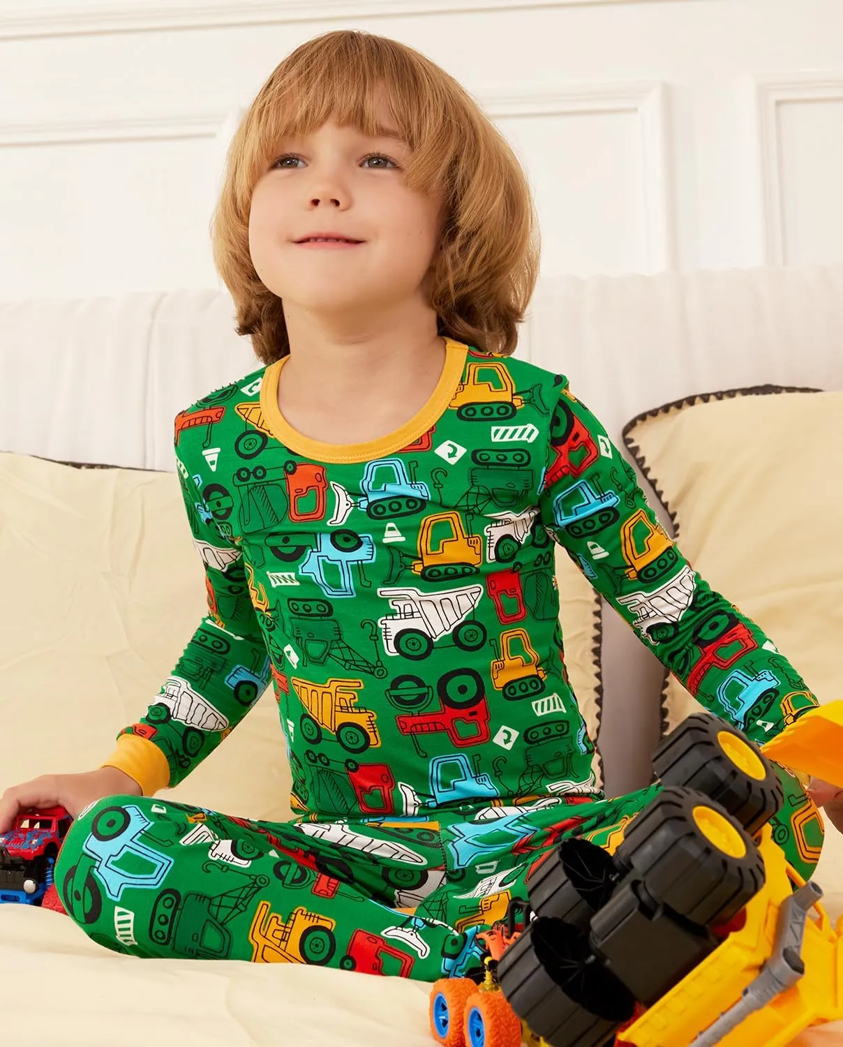 Bamboo Viscose Toddler Pajamas Boys Girls Baby Car Pjs Sets 12M-8Y Kids 2pcs Long-Sleeve Sleepwear Snug fit