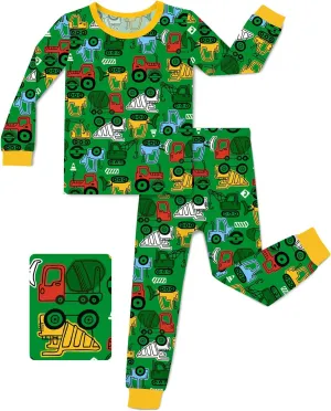 Bamboo Viscose Toddler Pajamas Boys Girls Baby Car Pjs Sets 12M-8Y Kids 2pcs Long-Sleeve Sleepwear Snug fit