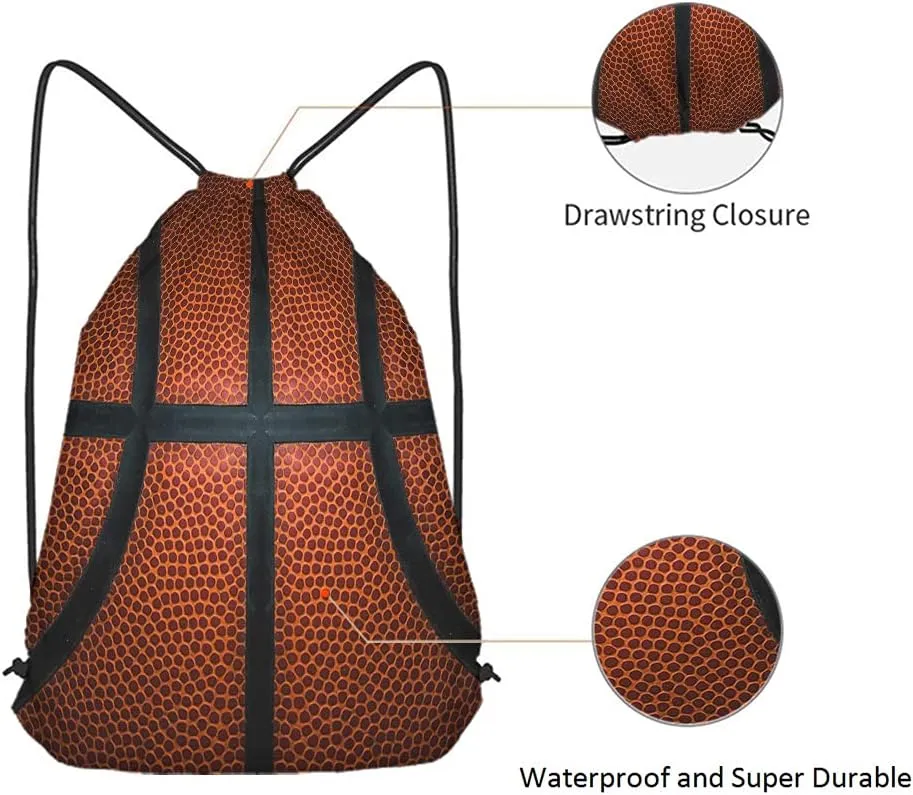 Basketball Drawstring Bags Backpack Bag Game Leather Texture Spot Sport Red Black Color Team Popular Art Cool Ball Sport Gym Sack for Men Women
