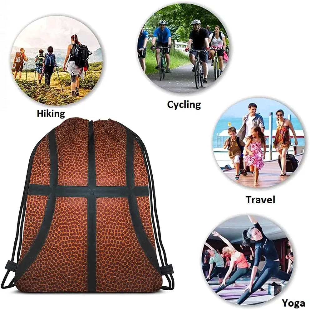 Basketball Drawstring Bags Backpack Bag Game Leather Texture Spot Sport Red Black Color Team Popular Art Cool Ball Sport Gym Sack for Men Women