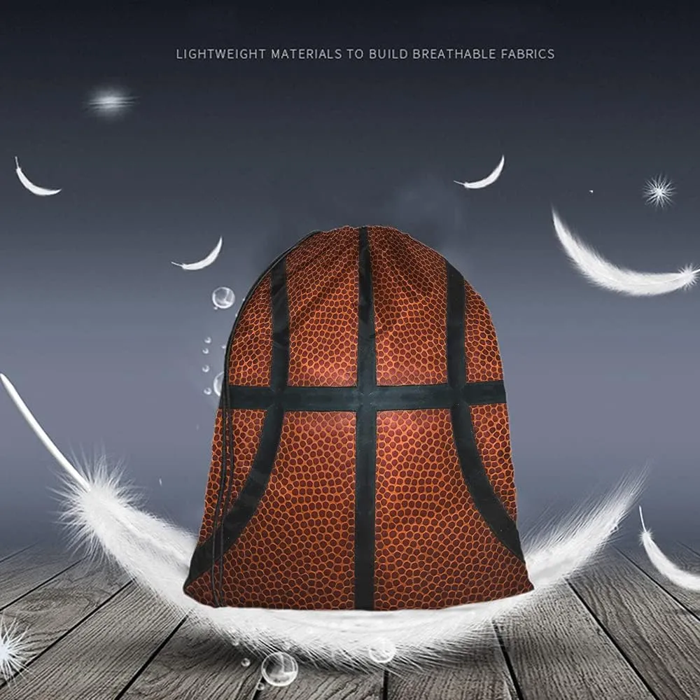 Basketball Drawstring Bags Backpack Bag Game Leather Texture Spot Sport Red Black Color Team Popular Art Cool Ball Sport Gym Sack for Men Women