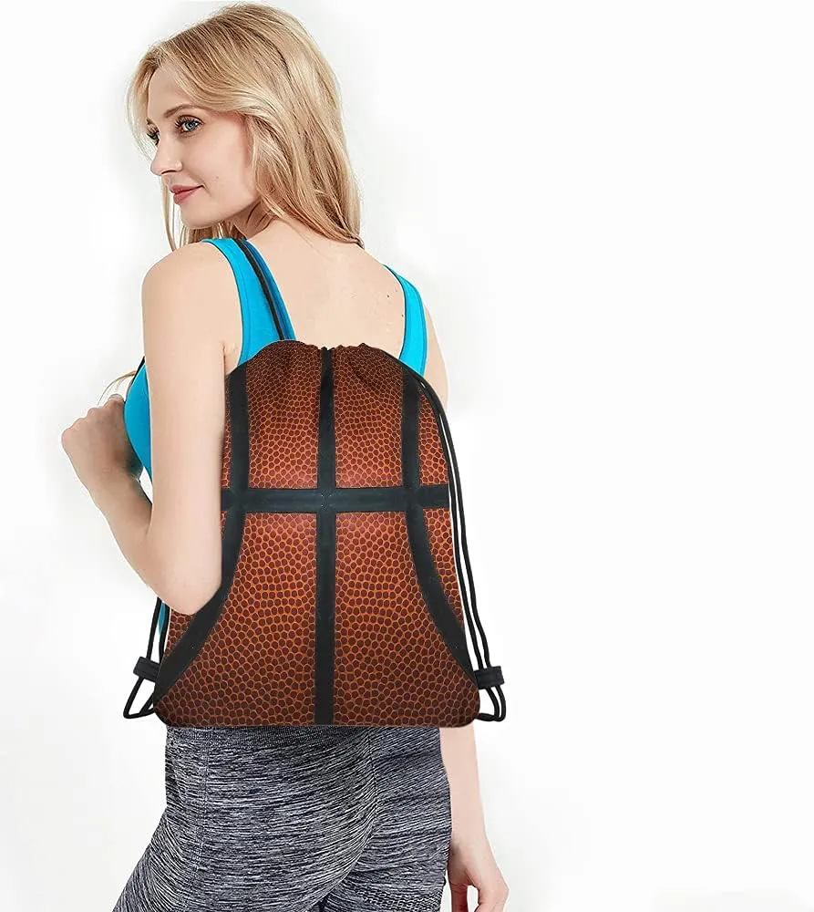 Basketball Drawstring Bags Backpack Bag Game Leather Texture Spot Sport Red Black Color Team Popular Art Cool Ball Sport Gym Sack for Men Women