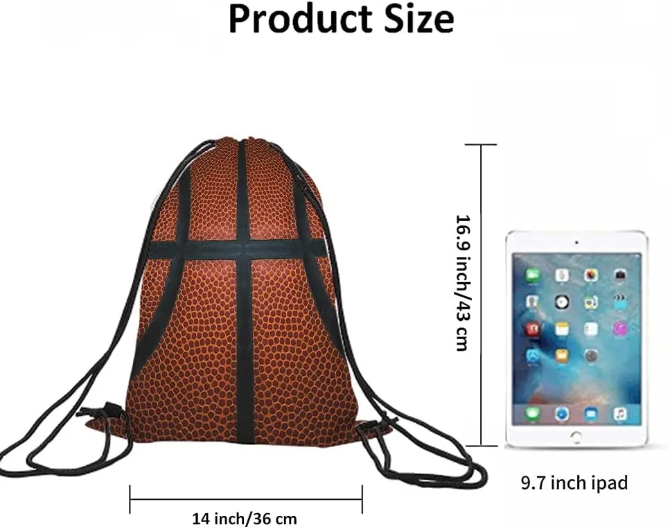 Basketball Drawstring Bags Backpack Bag Game Leather Texture Spot Sport Red Black Color Team Popular Art Cool Ball Sport Gym Sack for Men Women