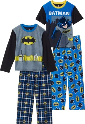 BATMAN Boys Pajamas for Kids | 4 Piece Sleepwear Sets for Boys Pajama Bottoms and Sleep Shirts for Big Boy and Toddlers