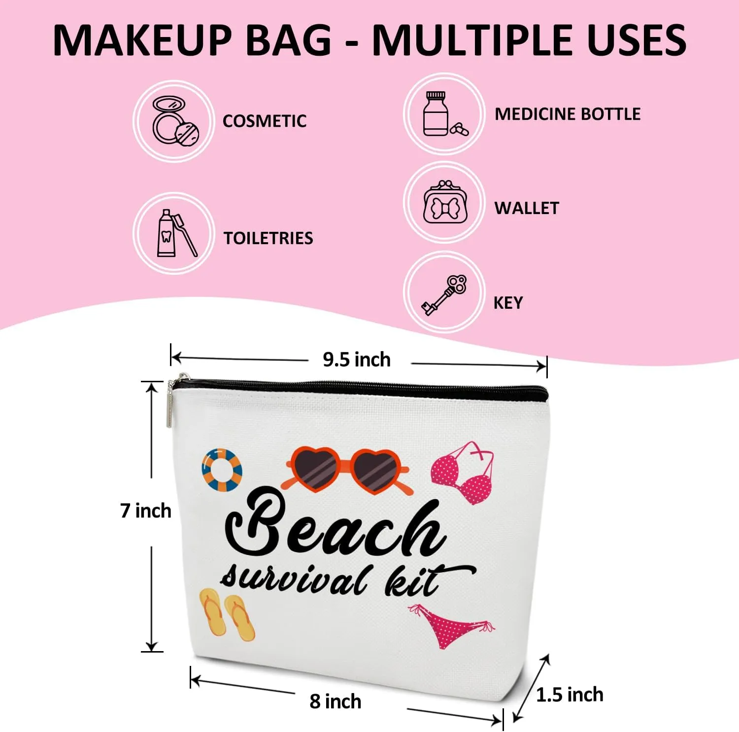 Beach Gifts for Women Makeup Bag, Summer Vacation Gift for Her, Sister, Mom, Aunt, Daughter, Niece, Friend, Besties, Beach Survival Kit - Makeup Bag Travel Toiletry Pouch -22