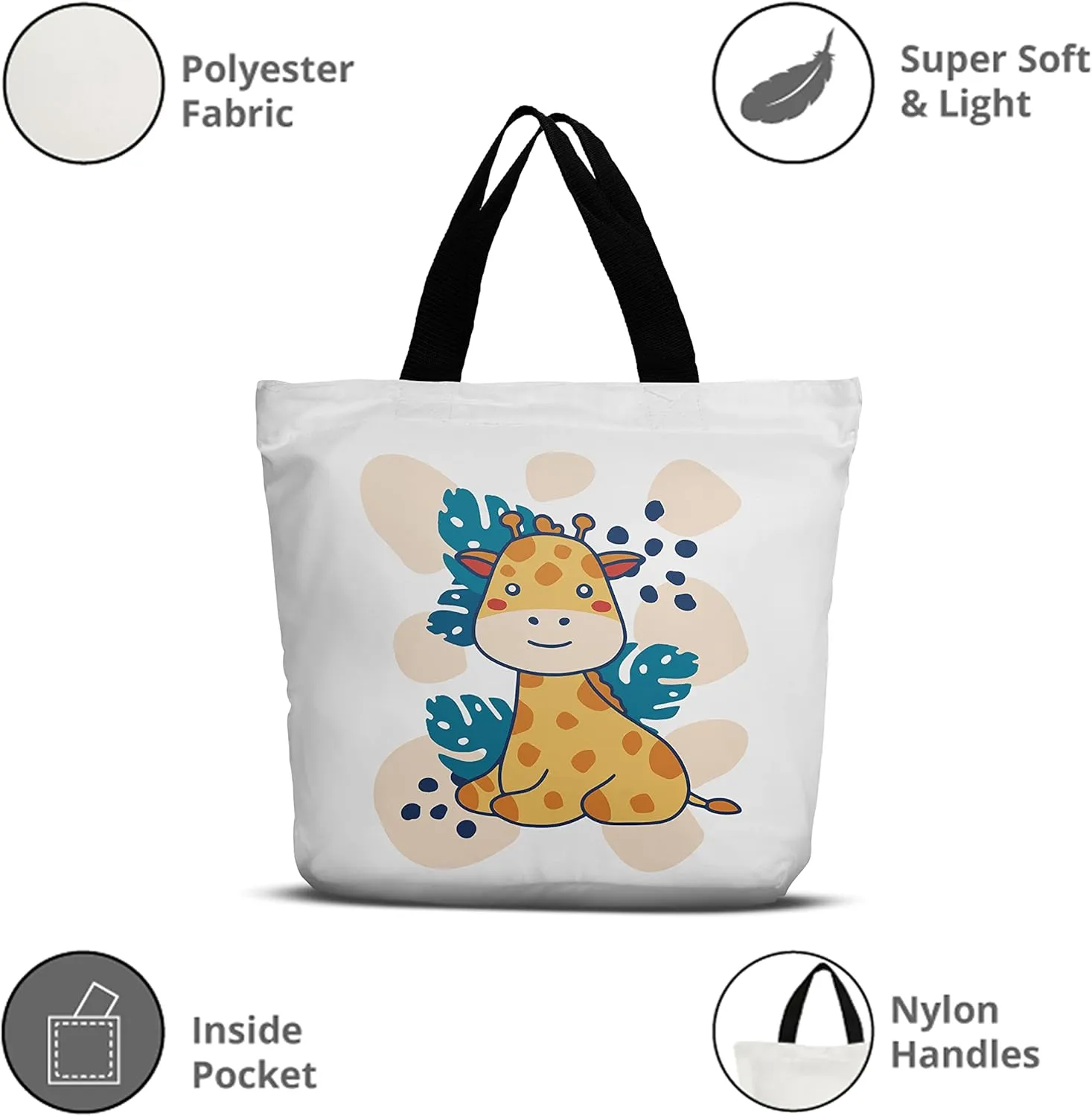 Beach Tote Bag Foldable Reusable Durable and Washable for Outdoor Travel Shopping Gym, Stadium