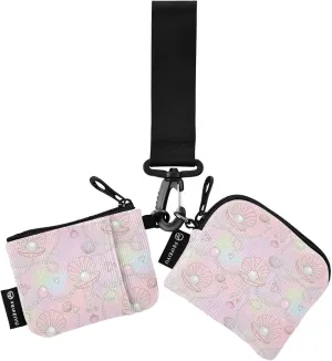 Beautiful Pearl Shell Jewelry Mini Zip Around Wristlet keychain Wallet for Women with Detachable Dual Pouch Wristlet Portable wallet Coin Purse