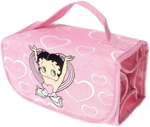 Betty Boop Pink Organizer Wrap Bag  Glittery Foldable Makeup & Storage Case with Clear Compartments  Cosmetic, Pencil, Jewelry, Toiletry & Accessory Gift Pouch for Women, Girls & Fans- Travel