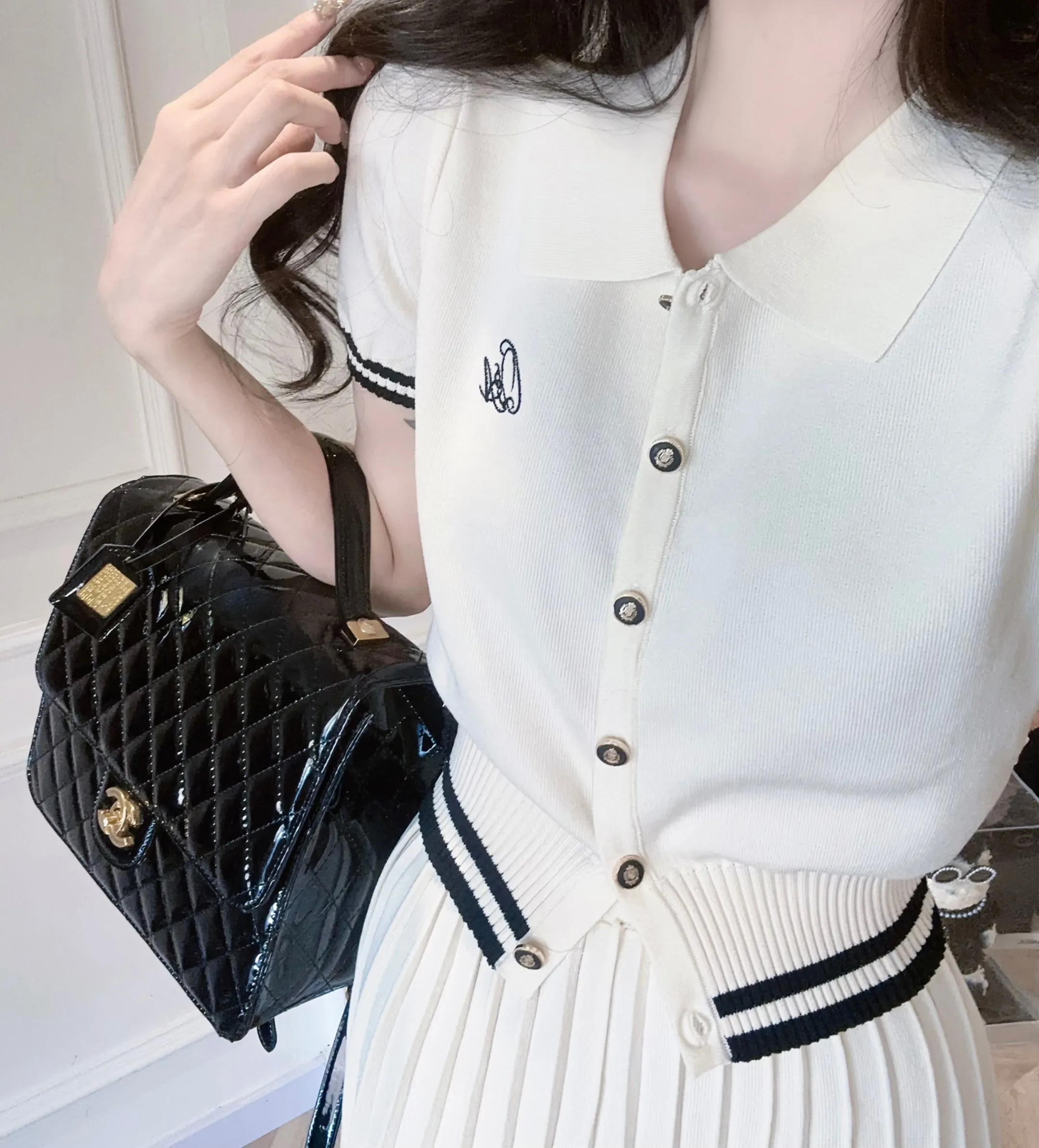 Blake Ribbed Coord Set with Pleated Skirt