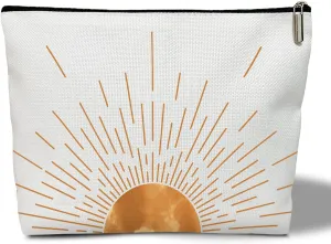 Boho Sunset Sunshine Makeup Bag Purse - Sunrise Sun Ray Toiletry Pouch - Gift for Her, Teen, Mom