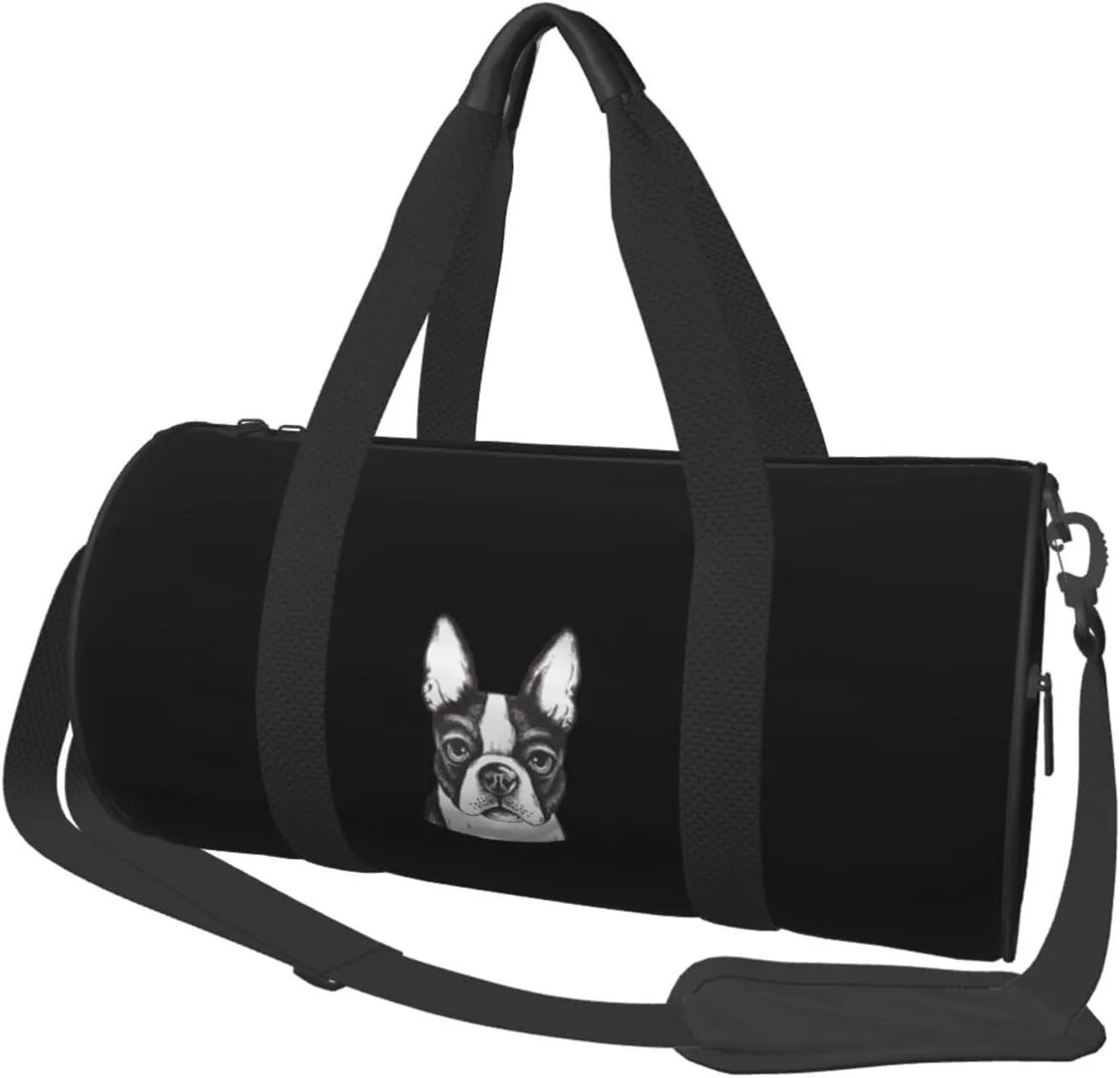 Boston Terrier Convertible Garment Bag with Shoulder Strap, Carry on Garment Duffel Bag for Men Women - Rolling Foldable for Travel Luggage Bags (Black)