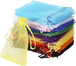 Bouraw 120Pcs Organza Bags 4x6 Inches with Drawstring, Jewelry Pouches Wedding Party Christmas Favor Gift Bags (Mixed Color)