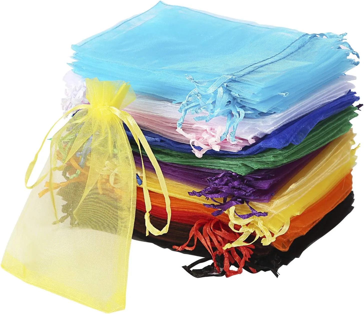 Bouraw 120Pcs Organza Bags 4x6 Inches with Drawstring, Jewelry Pouches Wedding Party Christmas Favor Gift Bags (Mixed Color)