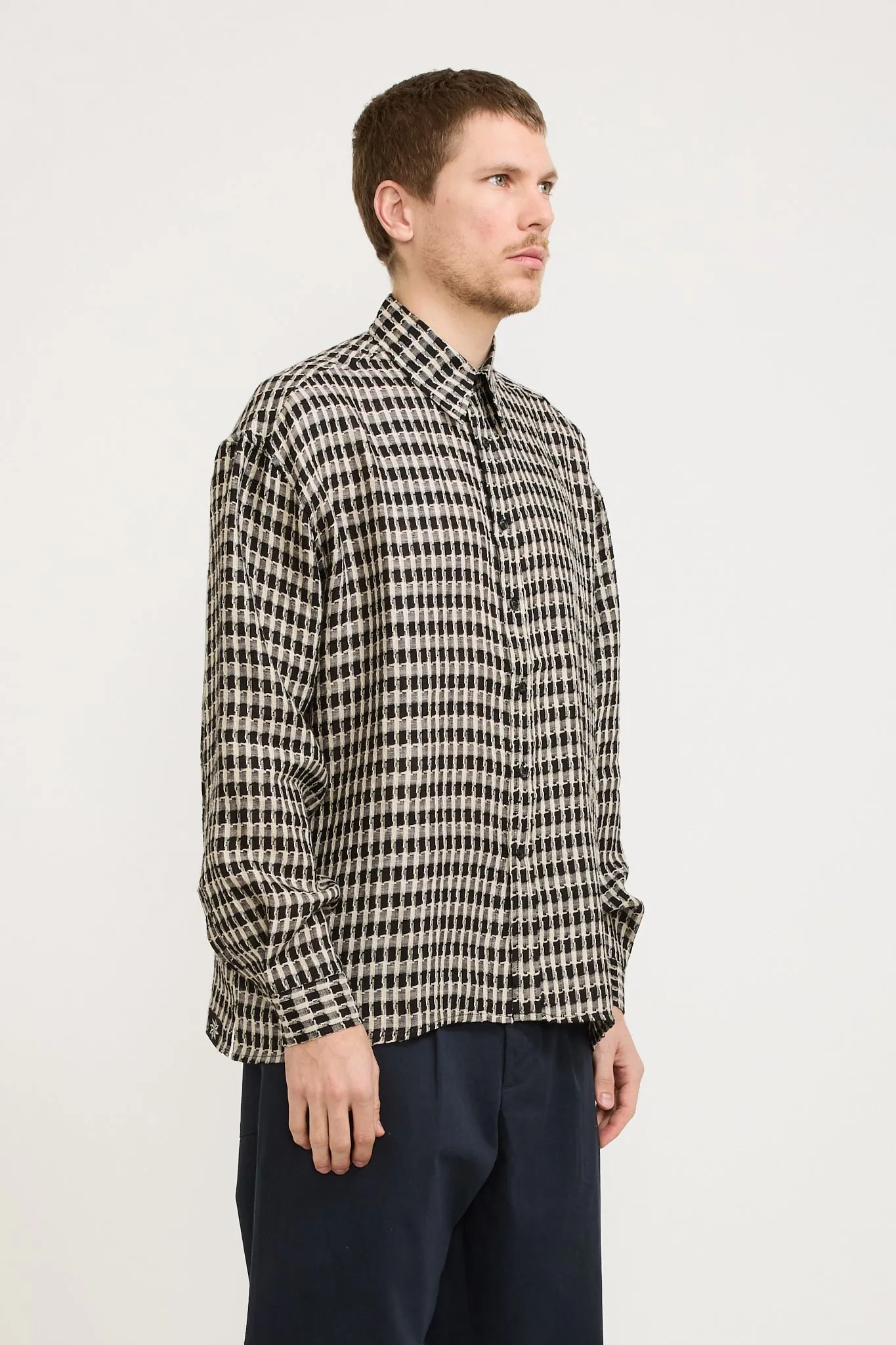Boxy LS Shirt B/W Check