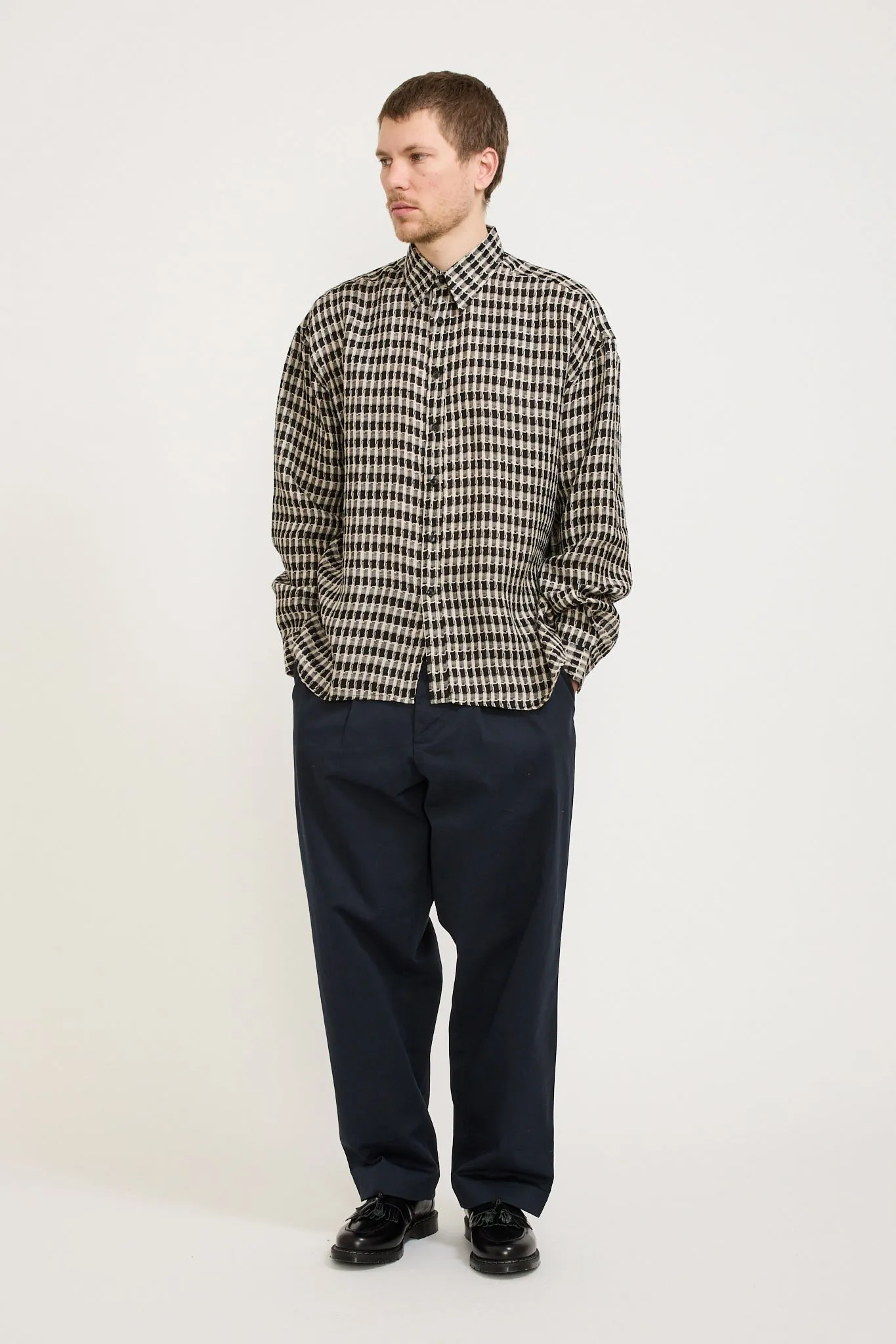 Boxy LS Shirt B/W Check